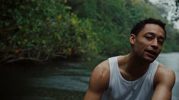 Movie still from “Loyle Carner - Georgetown” (2022), directed by Machine Operated – Close Up shot, Low angle