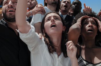 Movie still from “MorMor - Far Apart” (2022), directed by Camille Summers-Valli – Medium shot, Low angle