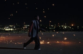 Movie still from “MorMor - Far Apart” (2022), directed by Camille Summers-Valli – Wide shot, Low angle