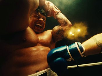 Movie still from “Black Midi - Sugar/Tzu” (2022), directed by Noel Paul – Medium shot, Low angle