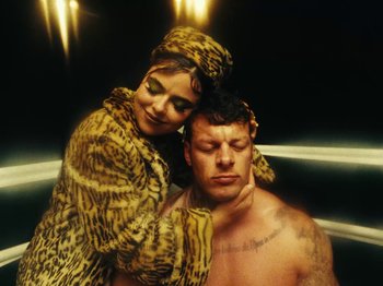 Movie still from “Black Midi - Sugar/Tzu” (2022), directed by Noel Paul – Medium shot, High angle