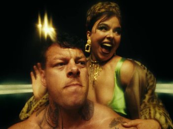 Movie still from “Black Midi - Sugar/Tzu” (2022), directed by Noel Paul – Close Up shot, Low angle