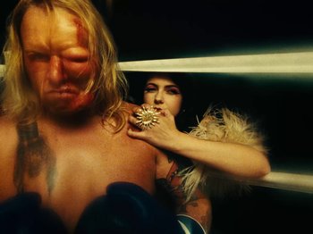 Movie still from “Black Midi - Sugar/Tzu” (2022), directed by Noel Paul – Extreme Close Up shot, Low angle