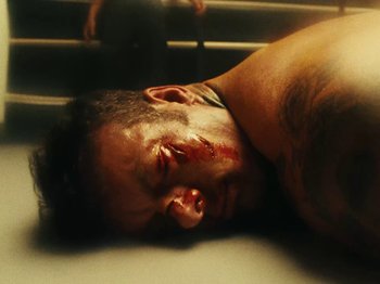 Movie still from “Black Midi - Sugar_Tzu” (2022), directed by Noel Paul – Close Up shot, High angle