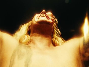 Movie still from “Black Midi - Sugar/Tzu” (2022), directed by Noel Paul – Extreme Close Up shot, Low angle