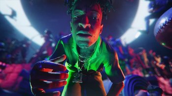 Movie still from “Pharrell - Cash In Cash Out” (2022), directed by François Rousselet – Extreme Close Up shot, Low angle