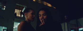 Movie still from “Jesse Jo Stark - So Bad” (2022), directed by Ramez Silyan – Close Up shot, Low angle