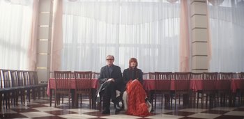 Movie still from “Florence + The Machine - Free” (2022), directed by Autumn de Wilde – Wide shot, Low angle