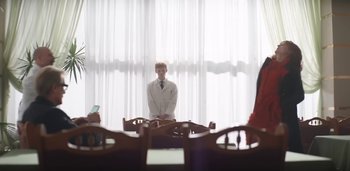 Movie still from “Florence + The Machine - Free” (2022), directed by Autumn de Wilde – Wide shot, Low angle