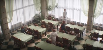 Movie still from “Florence + The Machine - Free” (2022), directed by Autumn de Wilde – Extreme Wide shot, High angle