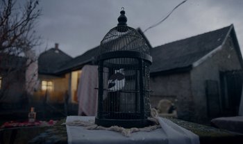 Movie still from “Anima Sound System - Dress Me In White” (2022), directed by Luka Kostil – Extreme Close Up shot, Low angle