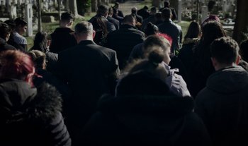 Movie still from “Anima Sound System - Dress Me In White” (2022), directed by Luka Kostil – Wide shot, High angle