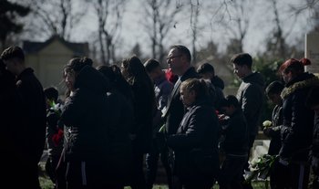 Movie still from “Anima Sound System - Dress Me In White” (2022), directed by Luka Kostil – Wide shot, Over the shoulder angle