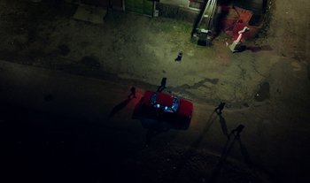 Movie still from “Anima Sound System - Dress Me In White” (2022), directed by Luka Kostil – Extreme Wide shot, Overhead angle