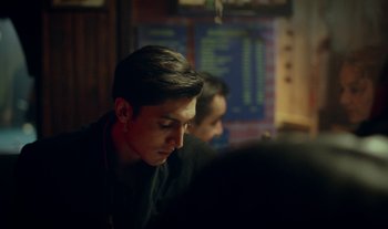 Movie still from “Anima Sound System - Dress Me In White” (2022), directed by Luka Kostil – Close Up shot, Over the shoulder angle