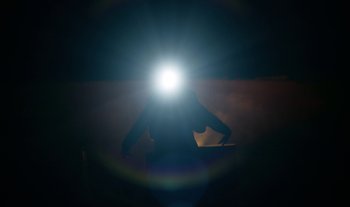 Movie still from “Anima Sound System - Dress Me In White” (2022), directed by Luka Kostil – Medium shot, Low angle