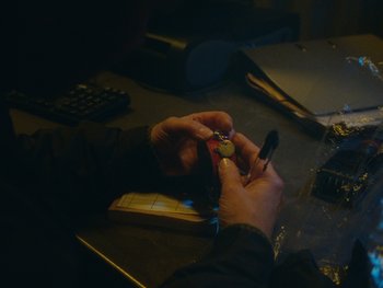 Movie still from “Stephan Moccio - Halston” (2022), directed by João Retorta – Extreme Close Up shot, High angle