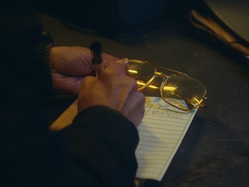 Movie still from “Stephan Moccio - Halston” (2022), directed by João Retorta – Extreme Close Up shot, High angle