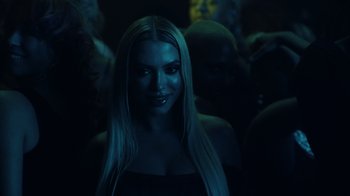 Movie still from “The Weeknd - Gasoline” (2022), directed by Matilda Finn – Close Up shot, Over the shoulder angle