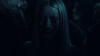 Movie still from “The Weeknd - Gasoline” (2022), directed by Matilda Finn – Extreme Close Up shot, Over the shoulder angle