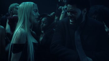 Movie still from “The Weeknd - Gasoline” (2022), directed by Matilda Finn – Medium shot, Over the shoulder angle
