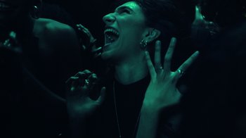 Movie still from “The Weeknd - Gasoline” (2022), directed by Matilda Finn – Close Up shot, Overhead angle