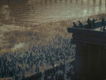 Movie still from “Kanye West - Heaven and Hell” (2022), directed by Arnaud Bresson – Extreme Wide shot, High angle