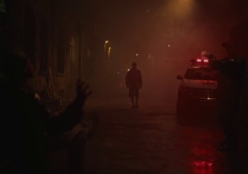 Movie still from “Nego Bala - Sonho” (2021), directed by Douglas Bernardt – Wide shot, Low angle