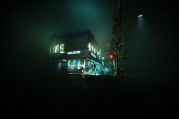 Movie still from “A$AP Ferg - Green Juice” (2021), directed by Valentin Petit – Extreme Wide shot, Low angle