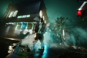 Movie still from “A$AP Ferg - Green Juice” (2021), directed by Valentin Petit – Wide shot, Low angle