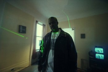 Movie still from “A$AP Ferg - Green Juice” (2021), directed by Valentin Petit – Medium shot, Low angle