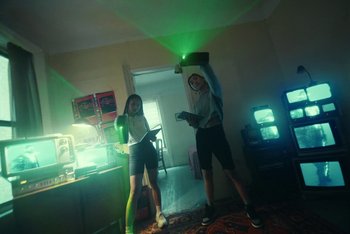 Movie still from “A$AP Ferg - Green Juice” (2021), directed by Valentin Petit – Wide shot, Low angle