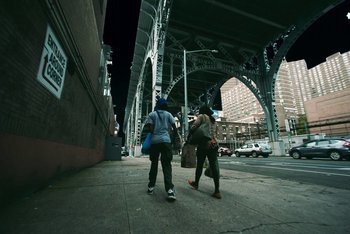 Movie still from “A$AP Ferg - Green Juice” (2021), directed by Valentin Petit – Wide shot, Low angle