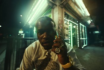 Movie still from “A$AP Ferg - Green Juice” (2021), directed by Valentin Petit – Close Up shot, Low angle