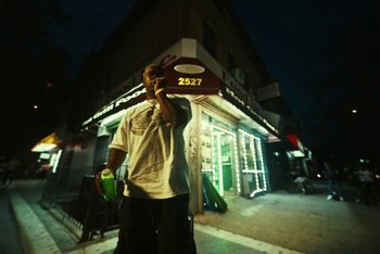 Movie still from “A$AP Ferg - Green Juice” (2021), directed by Valentin Petit – Wide shot, Low angle