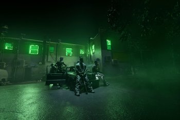 Movie still from “A$AP Ferg - Green Juice” (2021), directed by Valentin Petit – Extreme Wide shot, Low angle