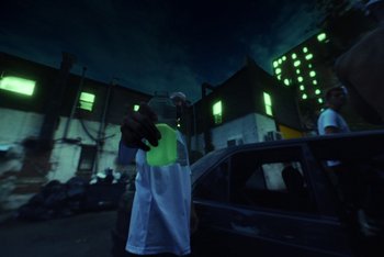 Movie still from “A$AP Ferg - Green Juice” (2021), directed by Valentin Petit – Medium shot, Low angle