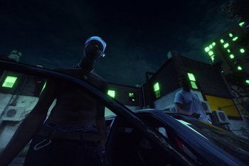 Movie still from “A$AP Ferg - Green Juice” (2021), directed by Valentin Petit – Medium shot, Low angle