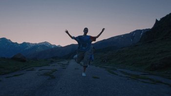 Movie still from “BadBadNotGood - Beside April” (2021), directed by Camille Summers-Valli – Wide shot, Low angle