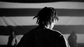 Movie still from “Skrillex, Justin Bieber & Don Toliver - Don’t Go” (2021), directed by Salomon Ligthelm – Close Up shot, Low angle