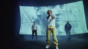 Movie still from “Skrillex, Justin Bieber & Don Toliver - Don’t Go” (2021), directed by Salomon Ligthelm – Medium shot, Low angle