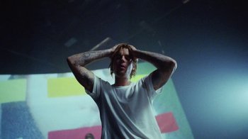 Movie still from “Skrillex, Justin Bieber & Don Toliver - Don’t Go” (2021), directed by Salomon Ligthelm – Close Up shot, Low angle
