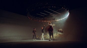 Movie still from “Skrillex, Justin Bieber & Don Toliver - Don’t Go” (2021), directed by Salomon Ligthelm – Wide shot, Low angle