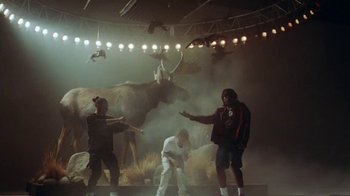 Movie still from “Skrillex, Justin Bieber & Don Toliver - Don’t Go” (2021), directed by Salomon Ligthelm – Wide shot, Low angle
