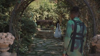 Movie still from “Masego - Mystery Lady” (2021), directed by Douglas Bernardt – Wide shot, Over the shoulder angle