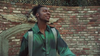 Movie still from “Masego - Mystery Lady” (2021), directed by Douglas Bernardt – Medium shot, Low angle