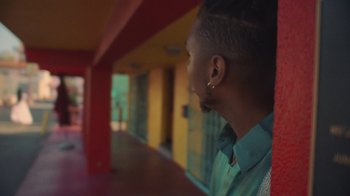 Movie still from “Masego - Mystery Lady” (2021), directed by Douglas Bernardt – Medium shot, Over the shoulder angle