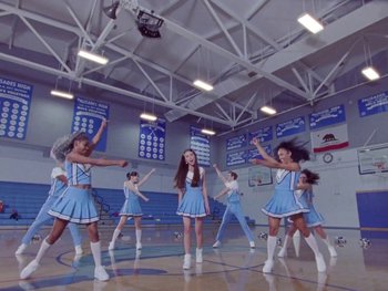 Movie still from “Olivia Rodrigo - good 4 u” (2021), directed by Petra Collins – Wide shot, Low angle