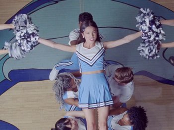 Movie still from “Olivia Rodrigo - good 4 u” (2021), directed by Petra Collins – Medium shot, Low angle