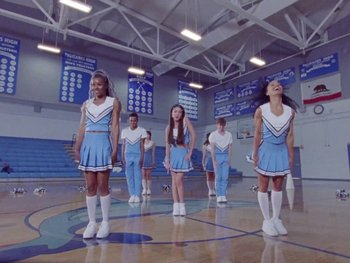 Movie still from “Olivia Rodrigo - good 4 u” (2021), directed by Petra Collins – Wide shot, Low angle